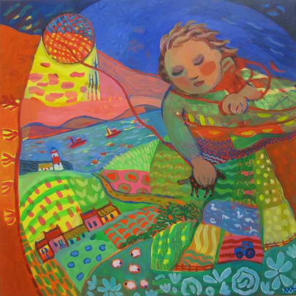 painting, Childhood Summers Remembered, acrylic on canvas, 60 x 60 cm