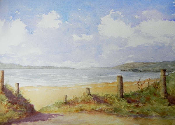 painting, The White Strand, watercolour (print), na