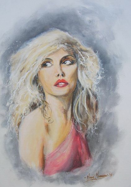 painting, Debbie Harry, acrylic, 14 x 10 ins