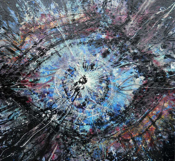 painting, Universal Eye, mixed media on canvas, 39.5 x 39.5 ins