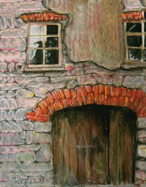 painting, Old Ruin, chalk pastel on paper, 17cm x 13.5cm