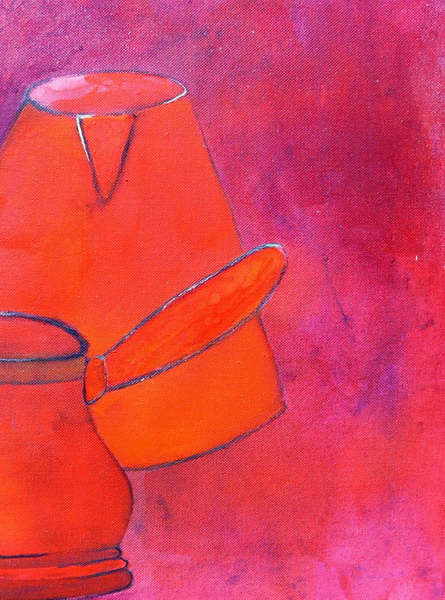 painting, Jug and Coffee Strainer, acrylic on canvas, 40.5x 30.5cm