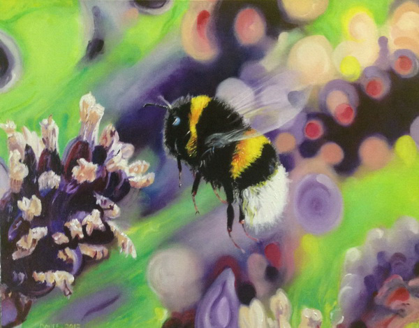 painting, Bumble Bee 5, oils, 20 x 16 ins