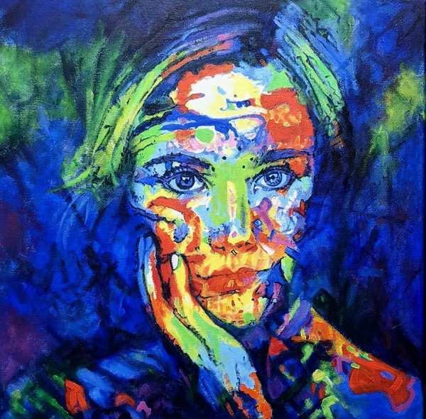 painting, Coloured Women, oils, 20 x 20 cms