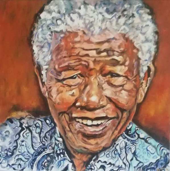 painting, Mandela, oils, 20 x 20 inches