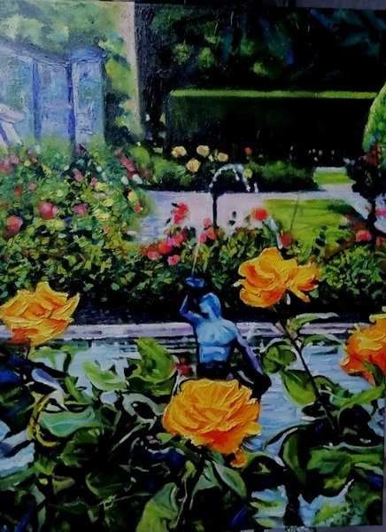 painting, Powerscourt Rose Garden, oils, na