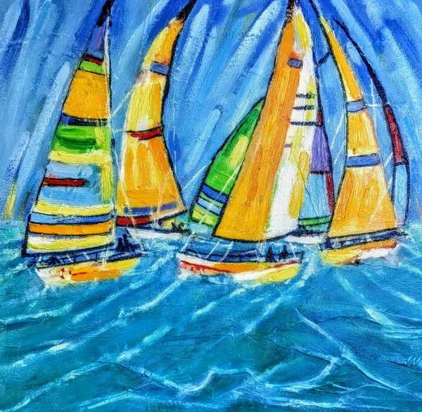 painting, Sails, oils, 16 x 16 inches