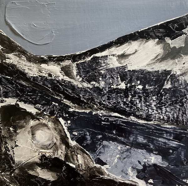 painting, Glacial Drift, acrylic on wood panel, 30.5 x 30.5 cm