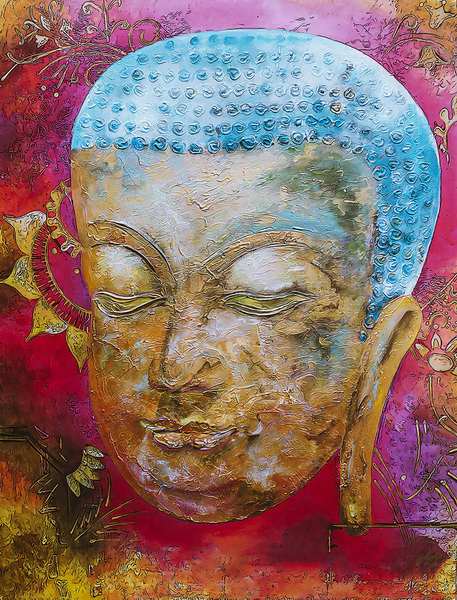 painting, Budda, acrylic on canvas, 120 x 90 cms