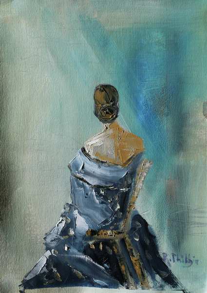 painting, Lady in Ballgown, oil, 25 x 20 cm