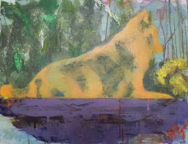 painting, wolf, acrylic on canvas, 35.6 x 45.6cm