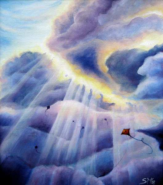 painting, Cloudbreak, acrylic, 28 x 24 cms