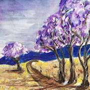 The Almond Tree Trail,Linen,Gold Composite