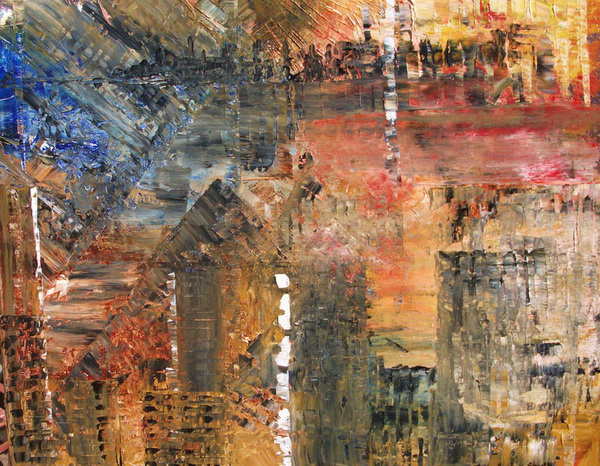 painting, City 1, oil, 45 x 30 cm