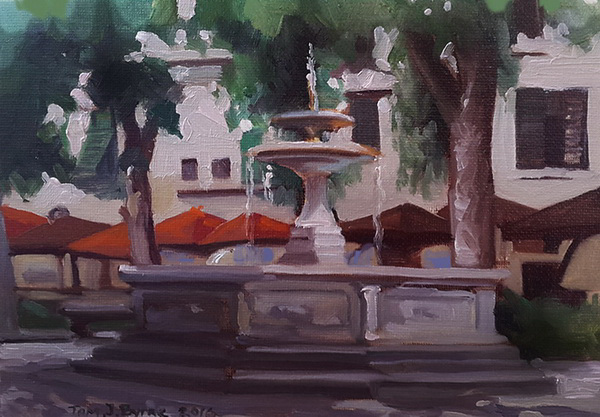 painting, The fountain in Santo Spirito, oil on canvas, 35 x 25 cm